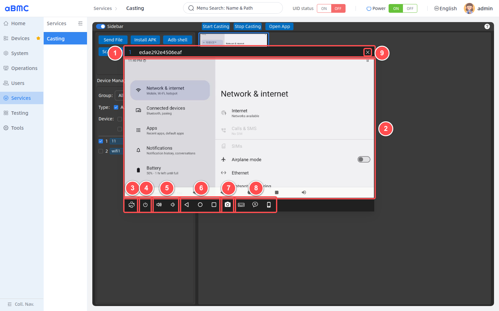 Use the expanded Casting preview and device quick controls