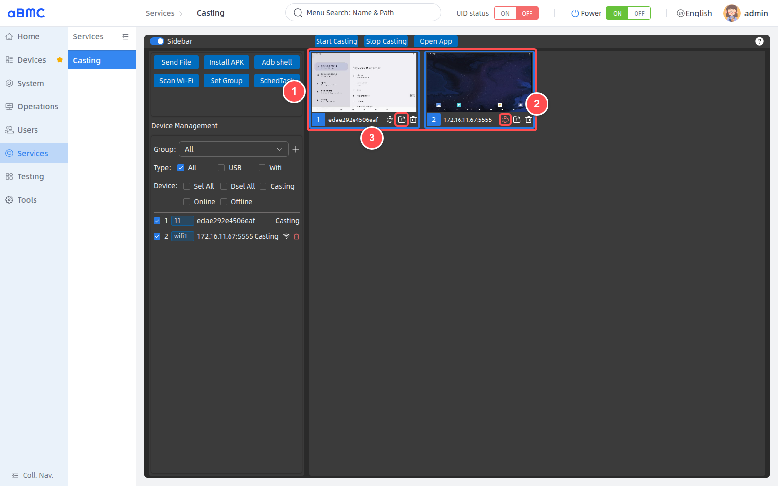 Select the source and target devices for Multi Control