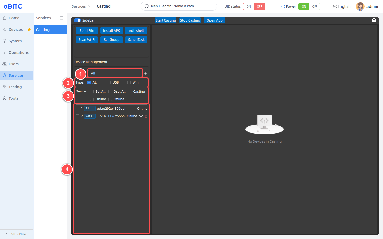 Filter and identify an Android device