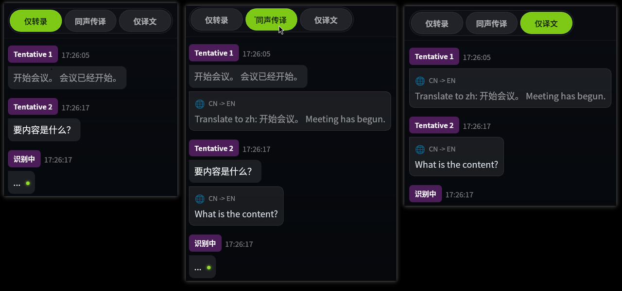 转录显示切换
