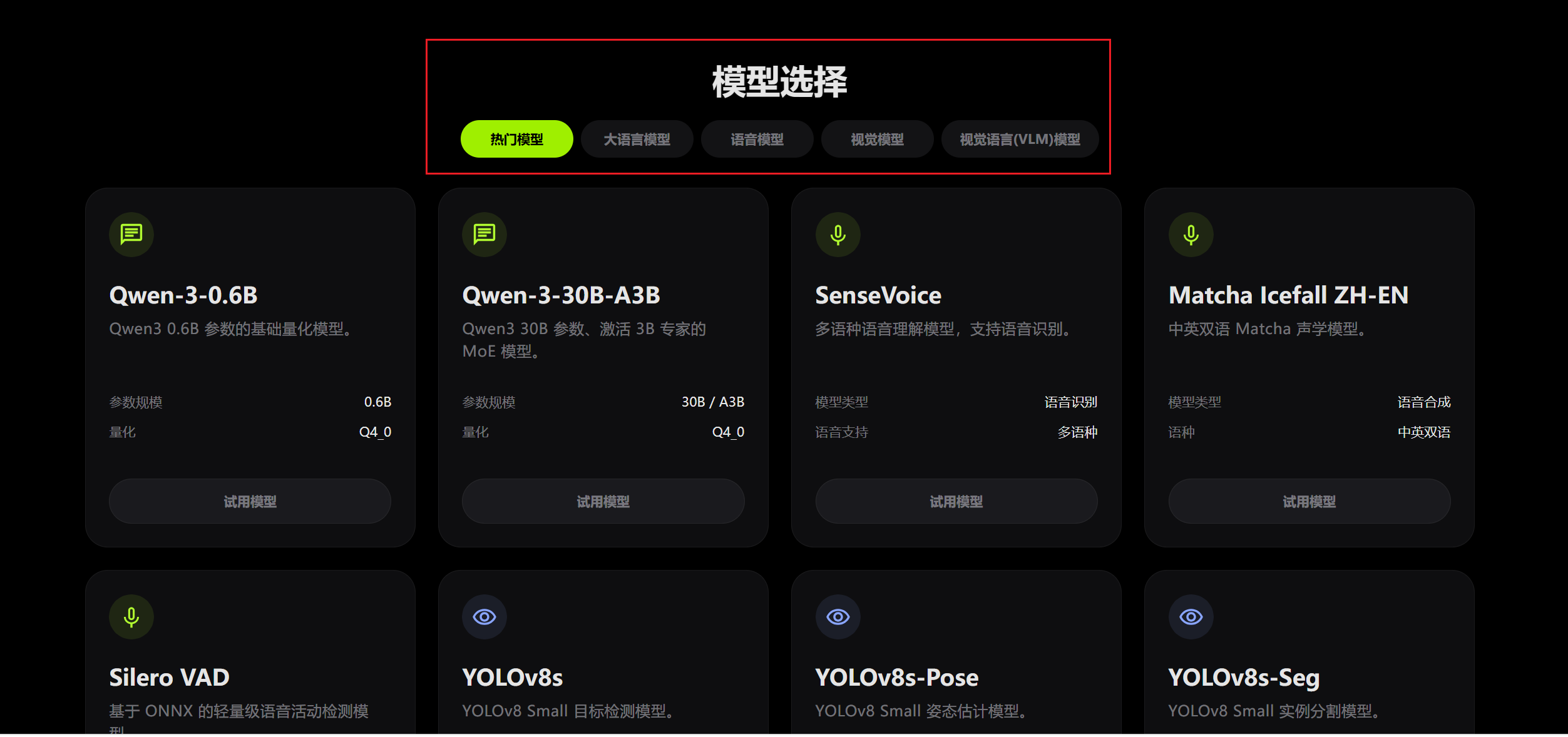 模型分类浏览