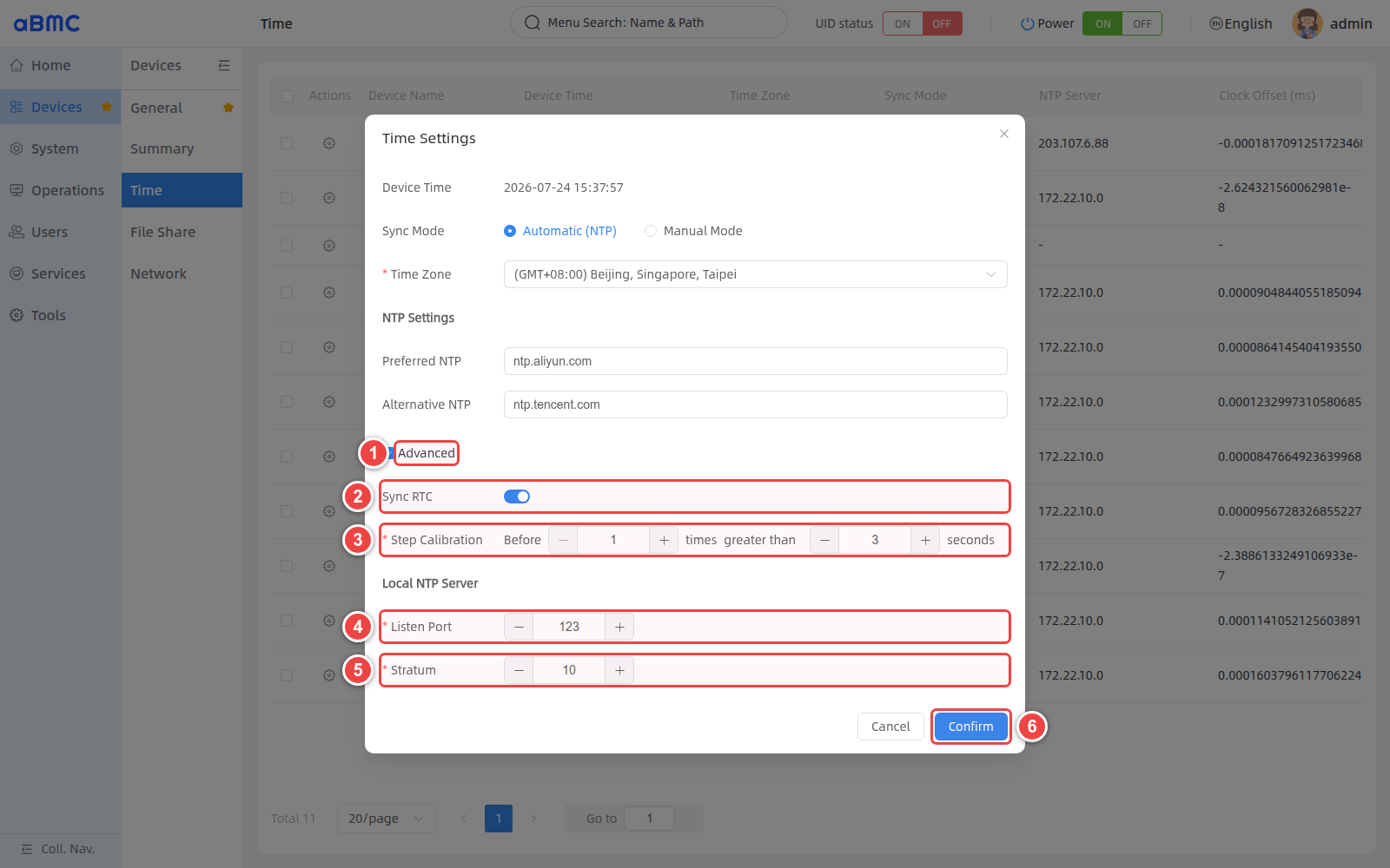 Configure advanced NTP parameters