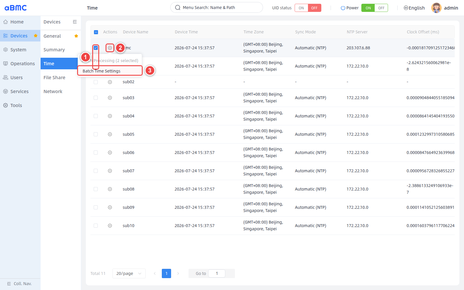 Open batch time setting