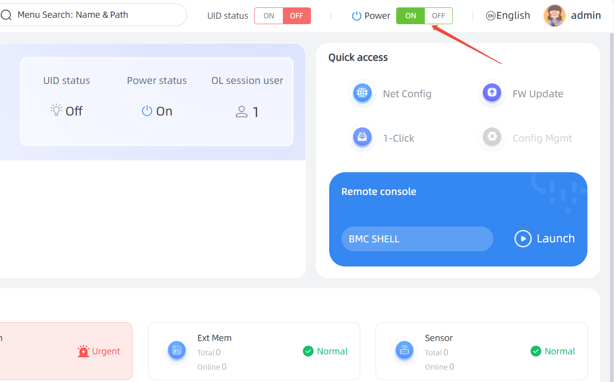 aBMC Web Power Button View
