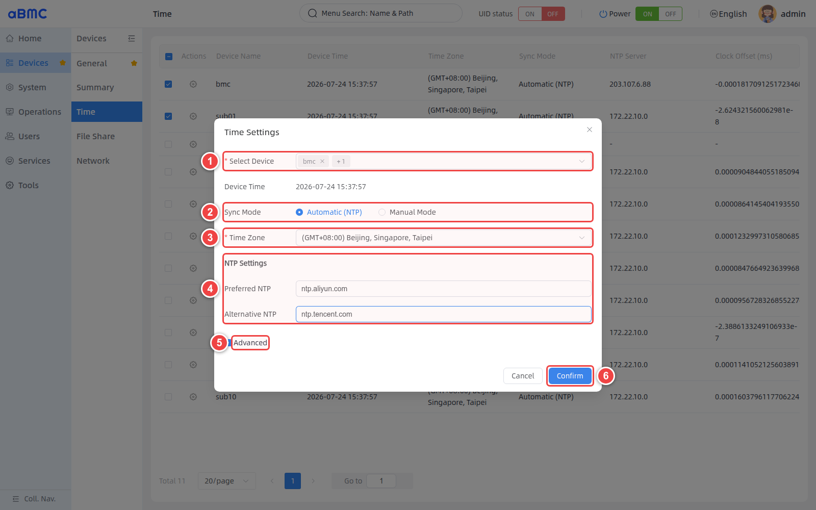 Configure batch device time