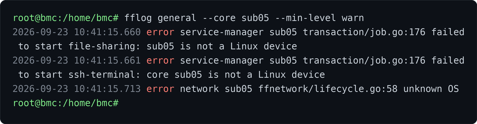 Real result of collecting one sub-board's logs with fflog